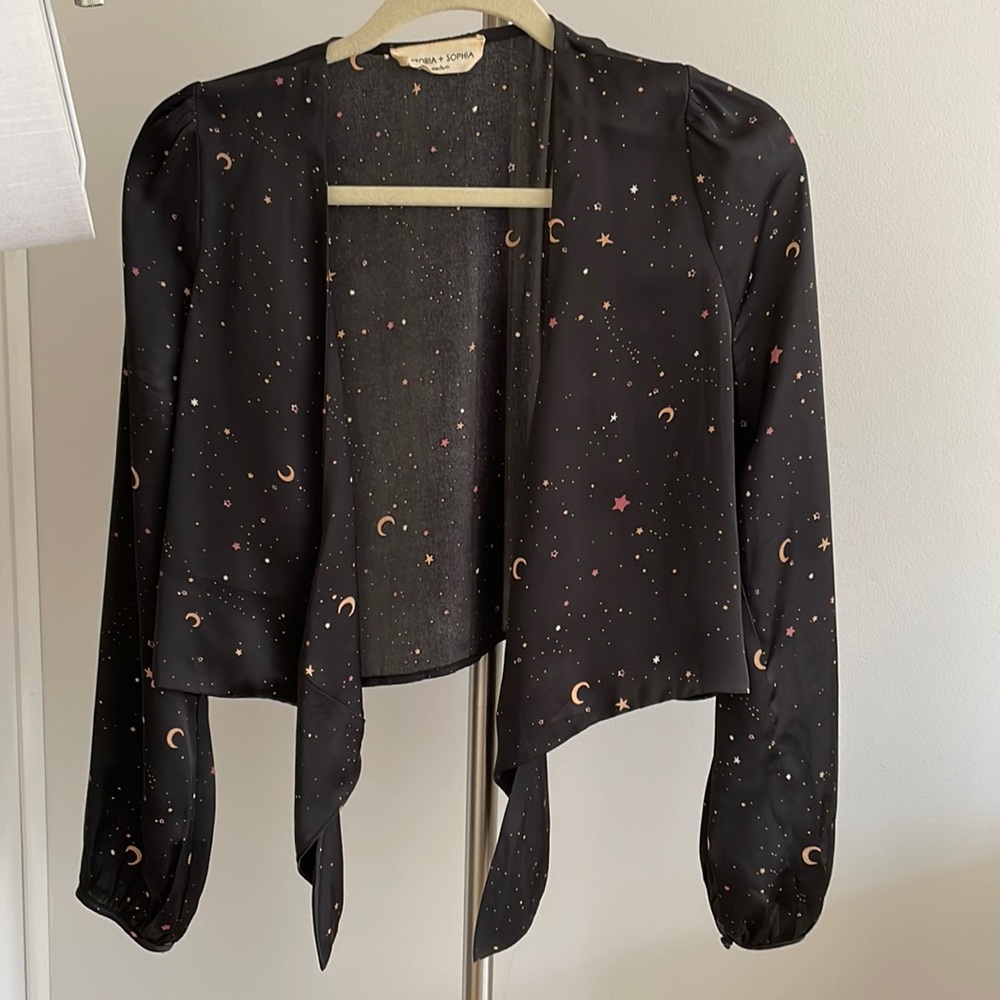 Long sleeve silk tie top